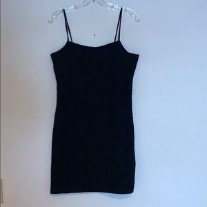 Black spaghetti strap basic jersey dress